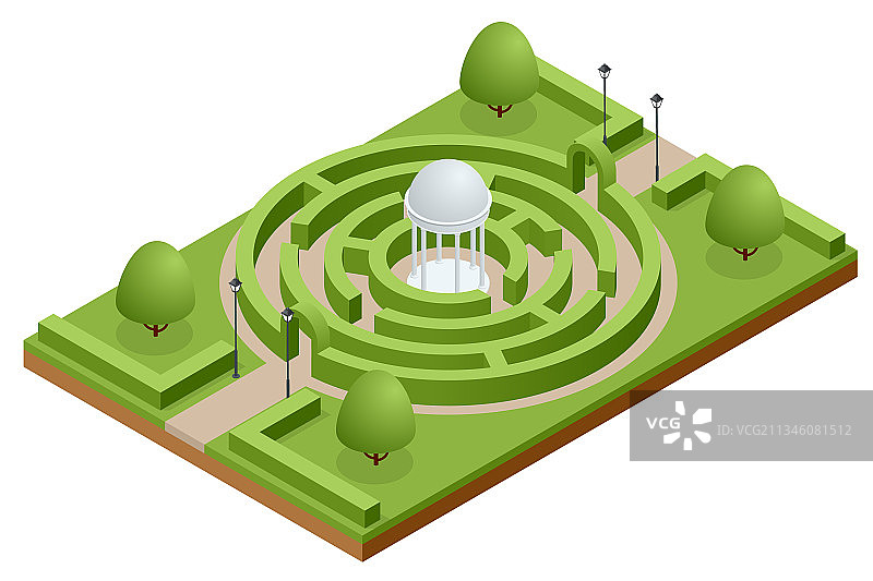 2.5D植物园绿色灌木迷宫图片素材