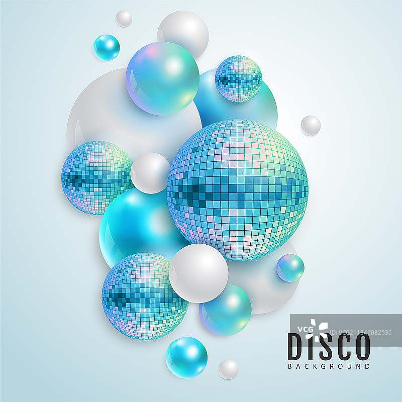 3D全息蓝色球体和迪斯科球体图片素材