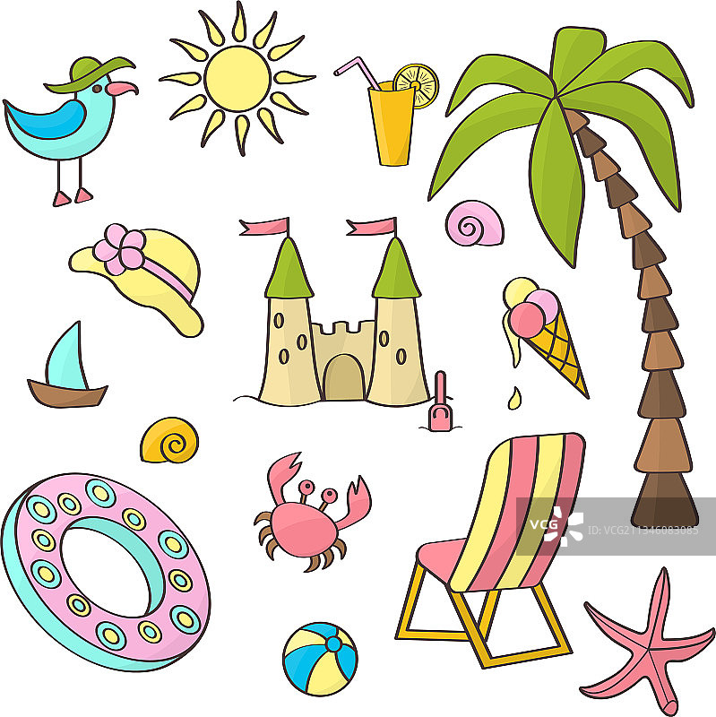 夏季海洋假日主题套装图片素材