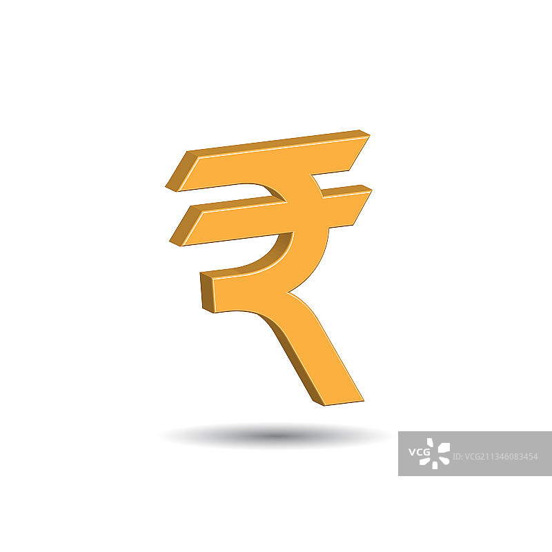 3D金色印度卢比符号图片素材