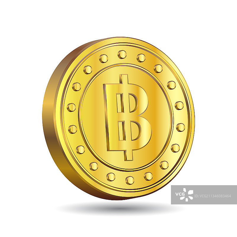 白色背景上的3D泰铢金币图片素材
