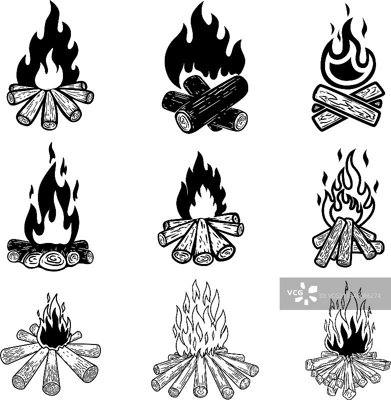 篝火设计元素Logo标签图片素材
