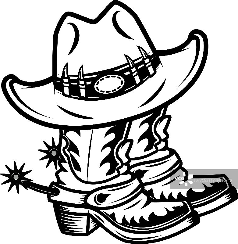 牛仔帽和牛仔靴设计元素图片素材