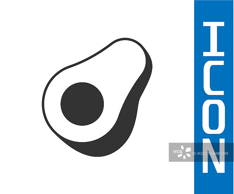 灰色牛油果水果图标，白色背景图片素材