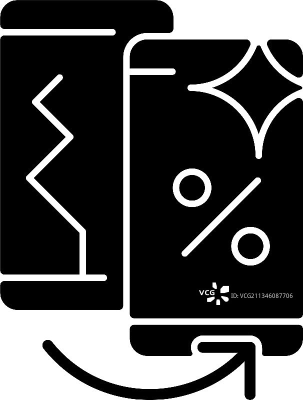 更换旧电话黑色字形图标图片素材