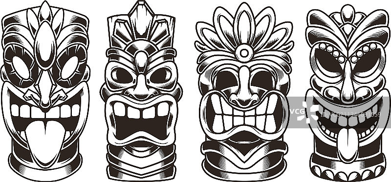 白色背景上的提基雕像图片素材