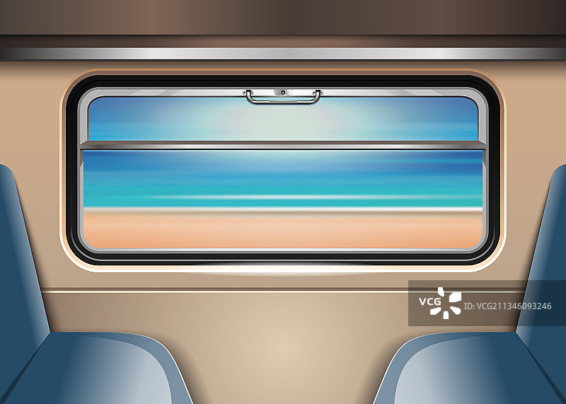 火车窗外的海滩图片素材