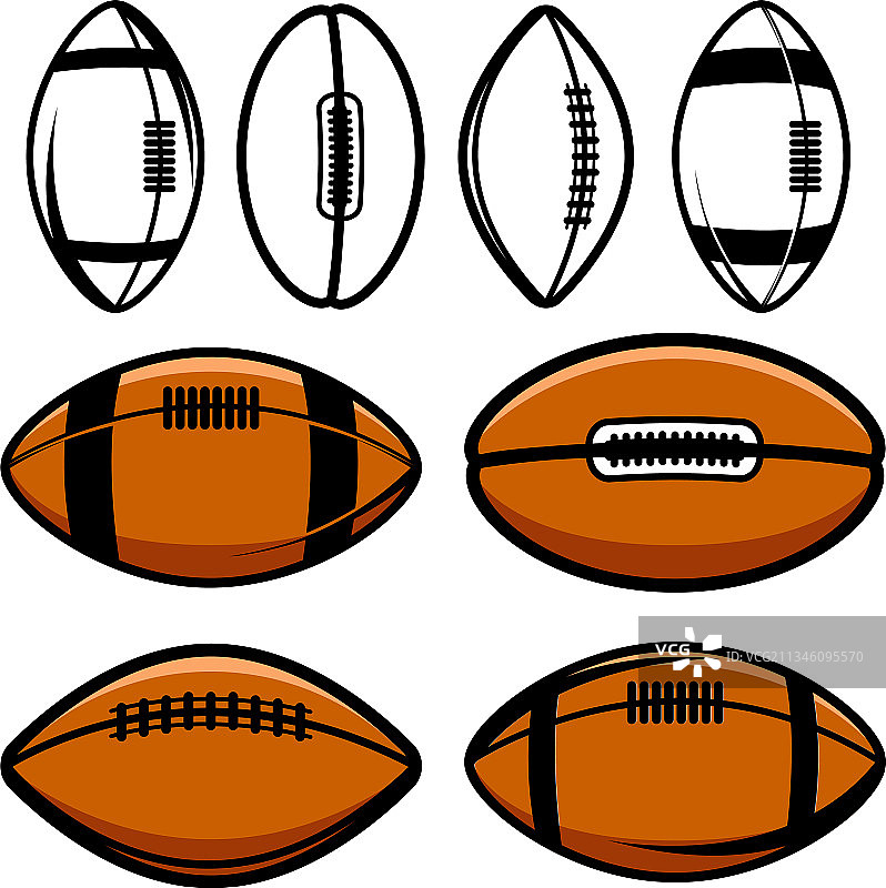 复古单色风格的橄榄球套装图片素材