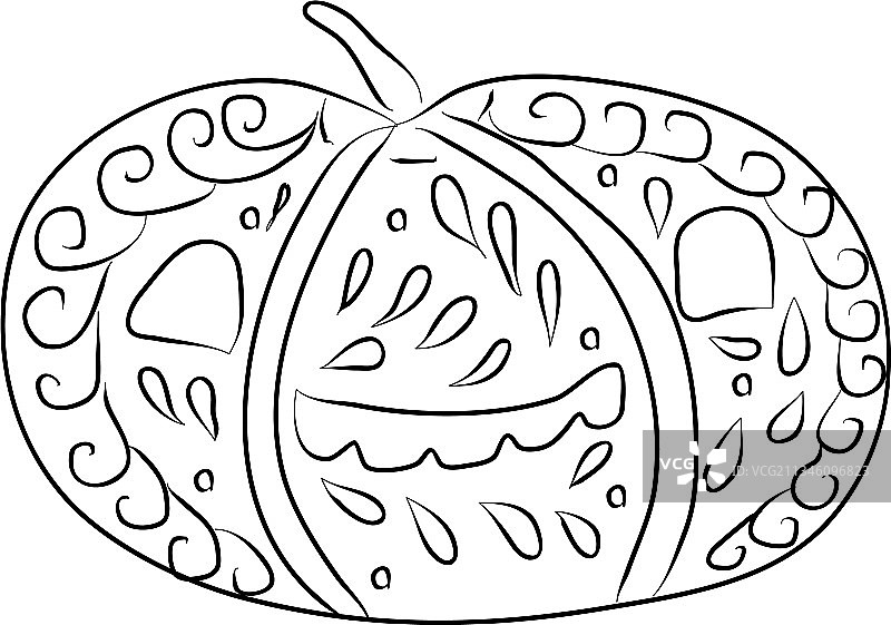 万圣节南瓜主题禅绕画涂色书图片素材