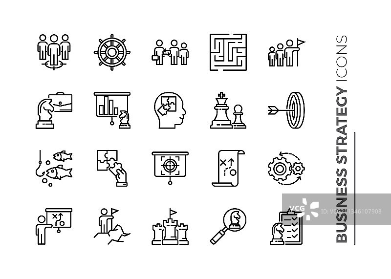 商业策略相关线性图标图片素材