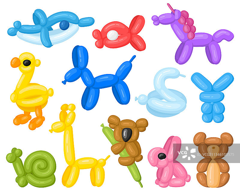 卡通动物造型氦气生日气球图片素材