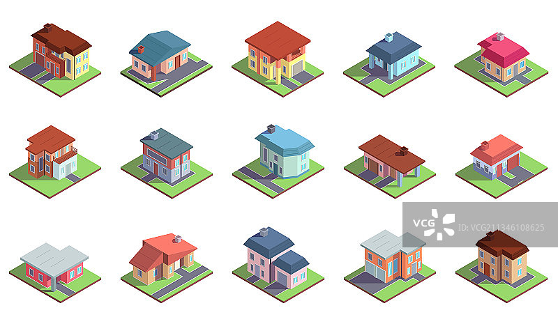 现代2.5D郊区乡村住宅图片素材