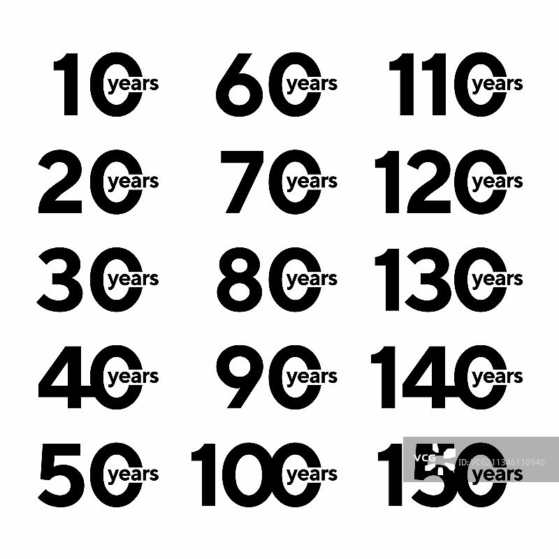 10周年至150周年纪念信息标志图片素材