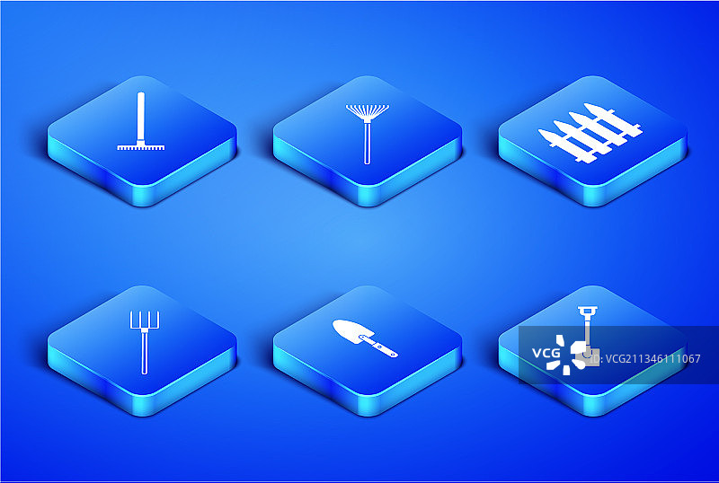 花园铲子、耙子、泥刀和铁锹图片素材