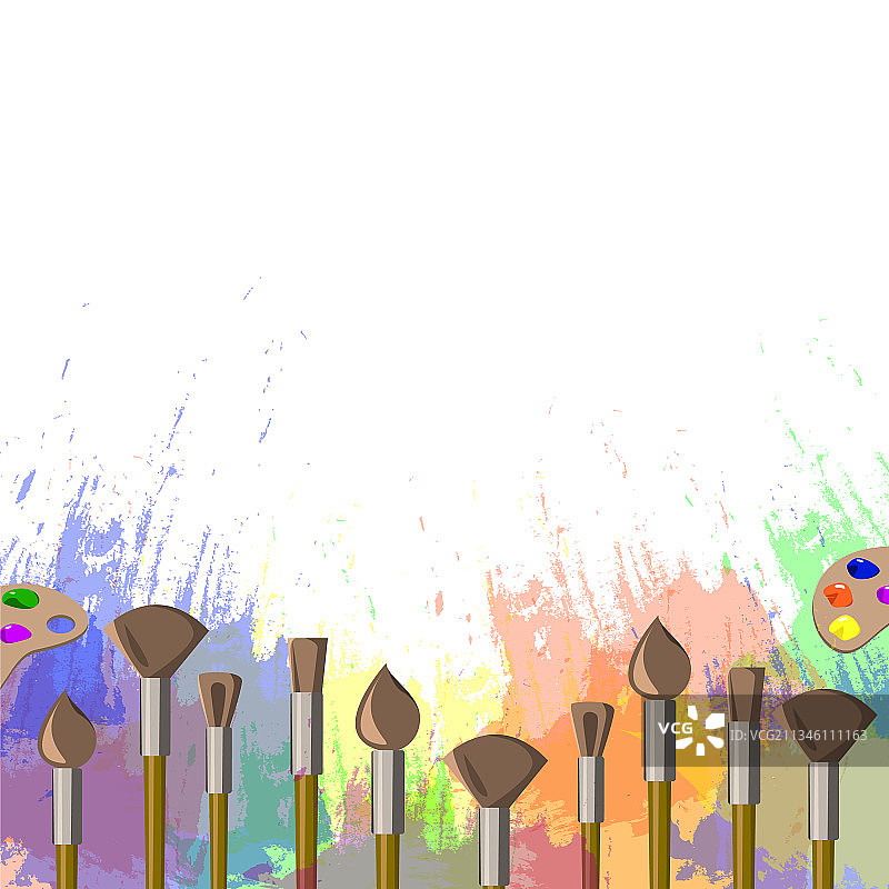 白色背景上的绘画笔刷套装图片素材