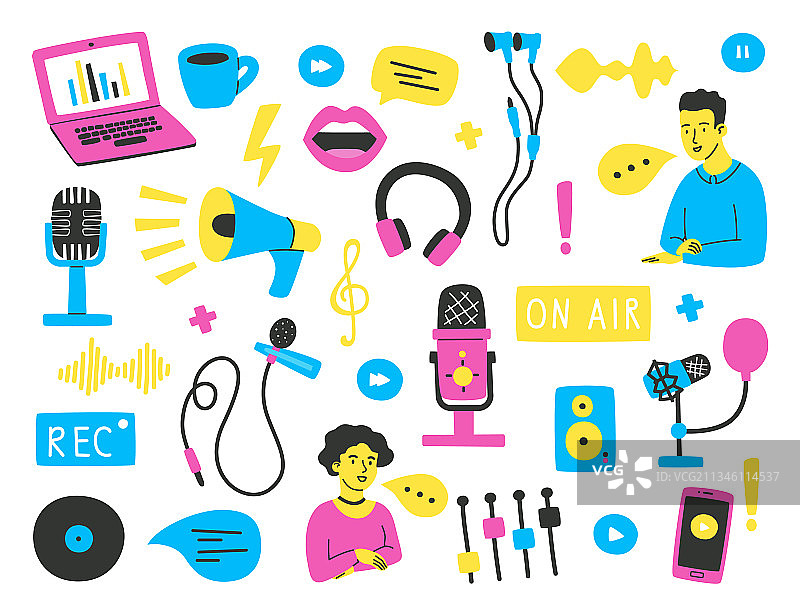 手绘元素和短语合集图片素材