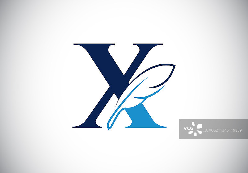 带有羽毛字体的X字母组合图片素材