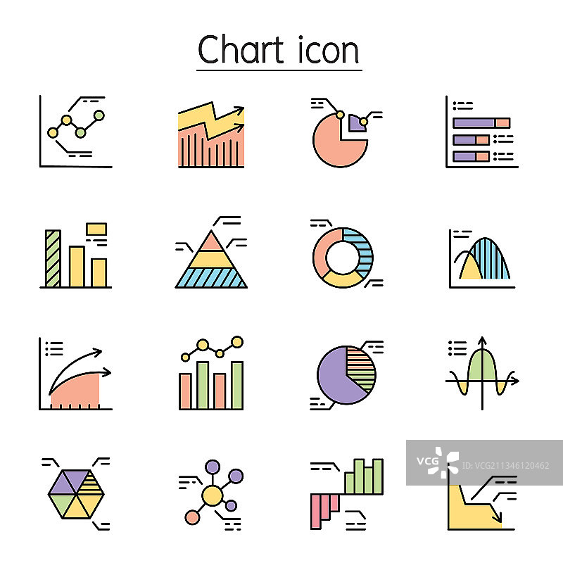 图表信息彩色线条图标图片素材