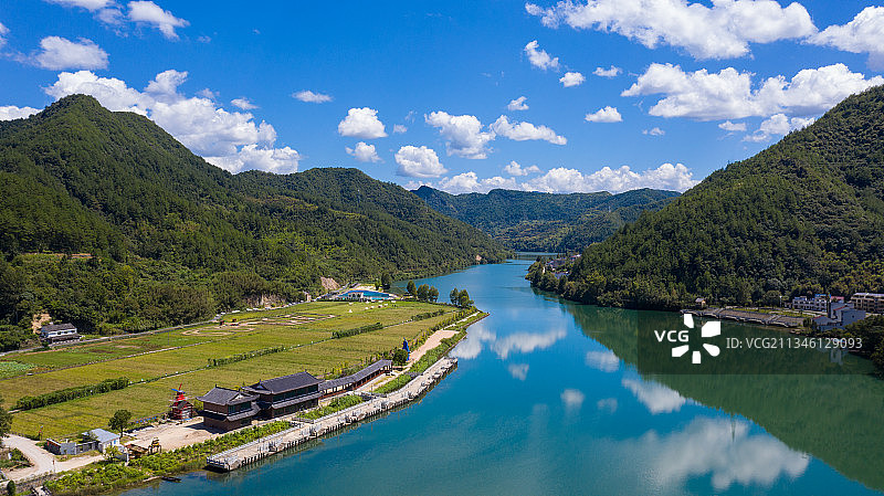 浙江丽水云和县瓯江风光图片素材