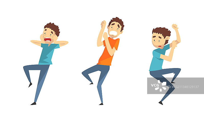 害怕的男人和惊慌失措的人群图片素材