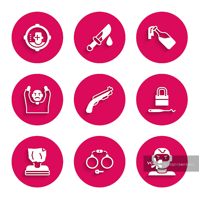 警察猎枪、手铐、盗贼面具、锁图片素材