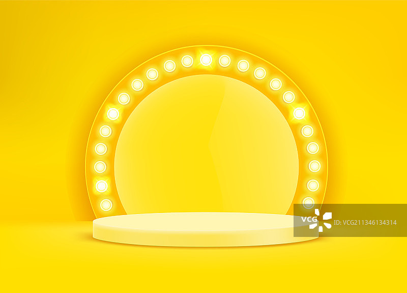 明亮的黄色灯光与基座图片素材