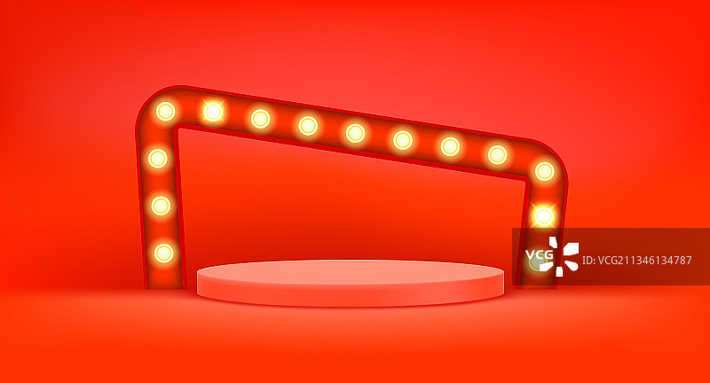 鲜红色照明场景与底座图片素材