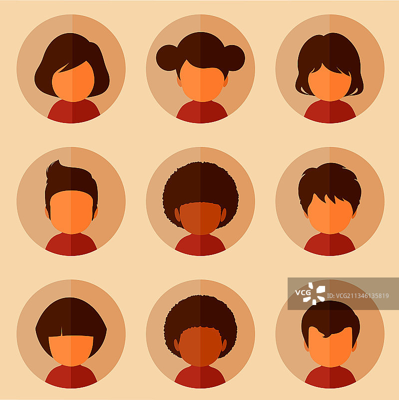 卡通头像儿童角色男孩组合图片素材