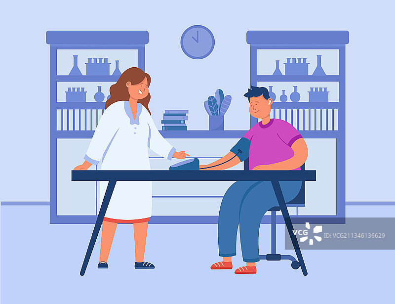 卡通风格医生测量血压图片素材