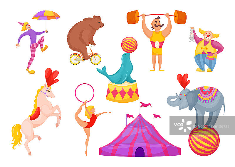 马戏团角色和动物图片素材