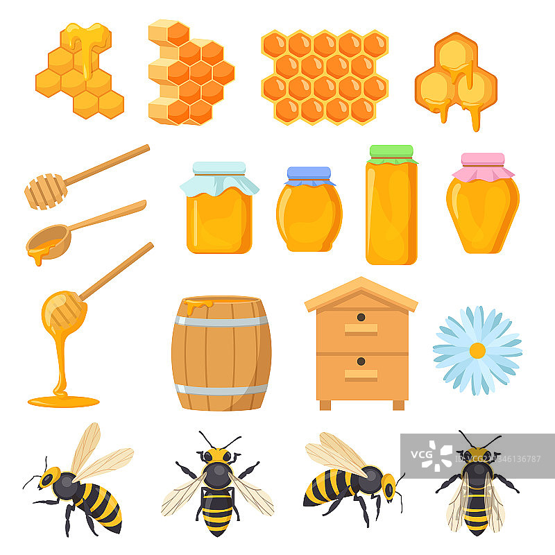 彩色蜂蜜符号素材合集图片素材