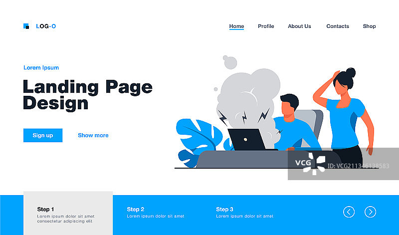 电脑坏了，震惊的年轻男人和女人图片素材