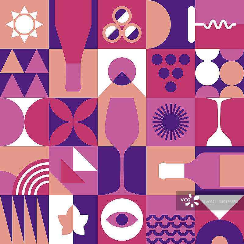 几何重复葡萄酒无缝图案图片素材