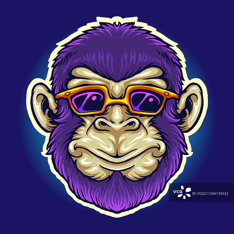 戴墨镜的猴子头图片素材