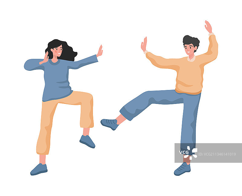 快乐微笑的男女舞蹈图片素材