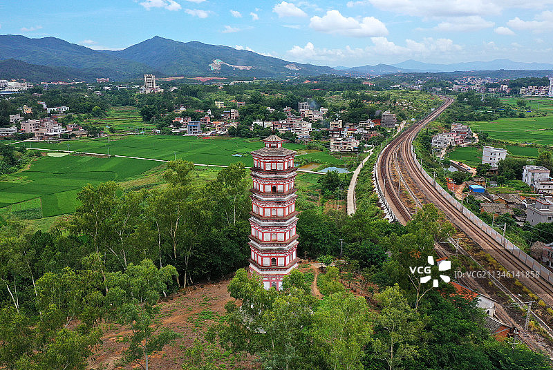 广东省河源市龙川县千年古县佗城正相塔正相寺航拍图片素材