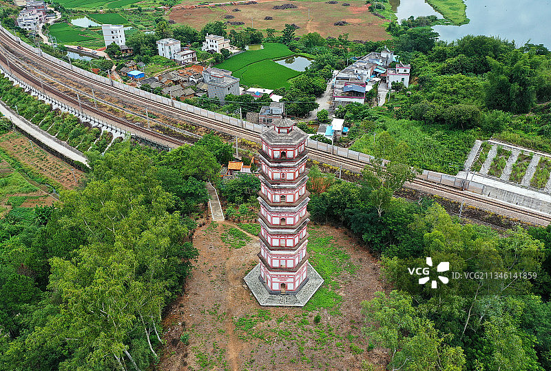 广东省河源市龙川县千年古县佗城正相塔正相寺航拍图片素材