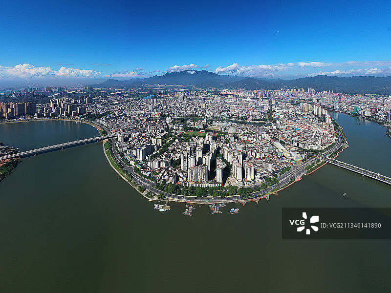 广东省河源市源城区河源文化广场体育馆航拍图片素材
