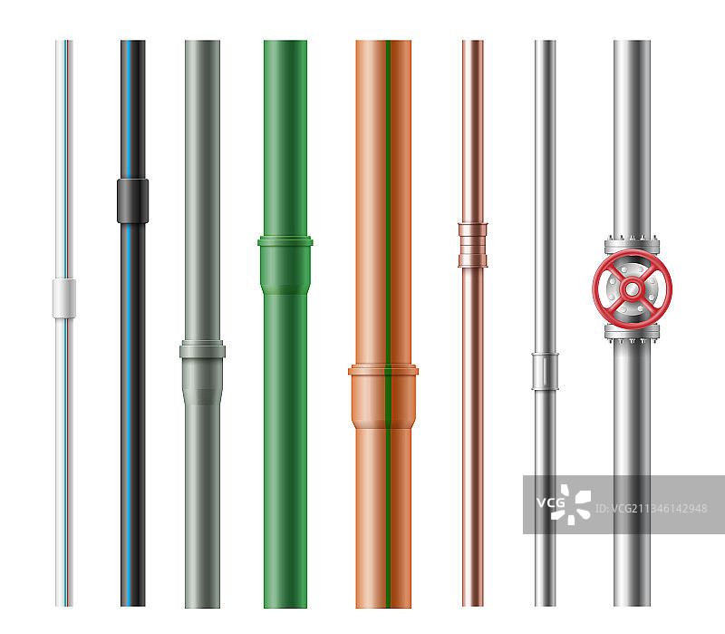 逼真的塑料和金属水管图片素材