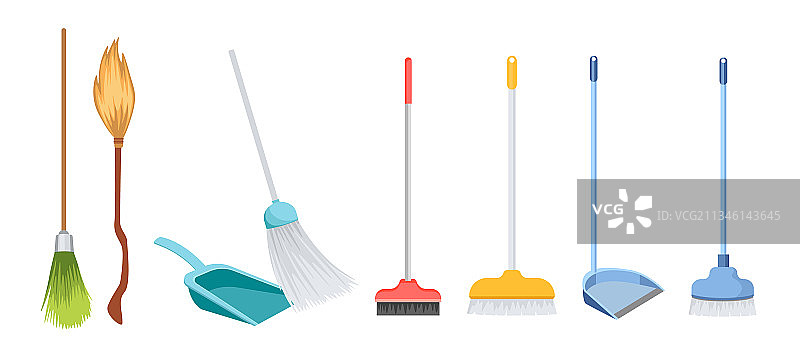 长柄扫帚簸箕刷子图标图片素材