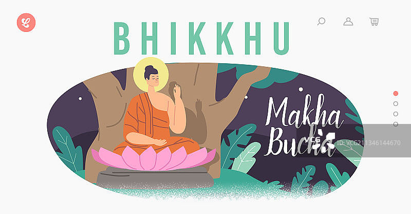 僧侣主题落地页设计模板：万佛节图片素材