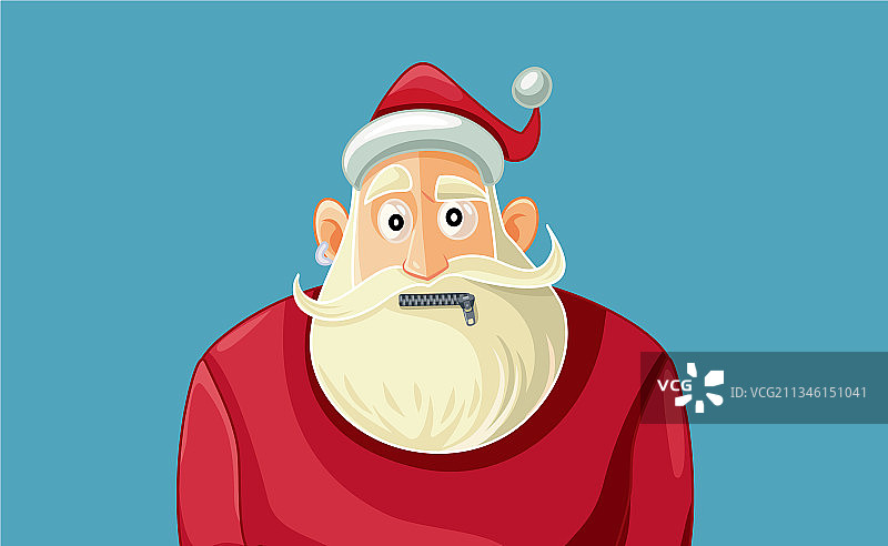 嘴巴被拉链封住的秘密圣诞老人卡通形象图片素材