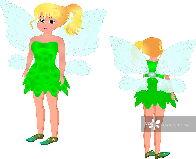 可爱仙女女孩8种完整姿势角色图片素材