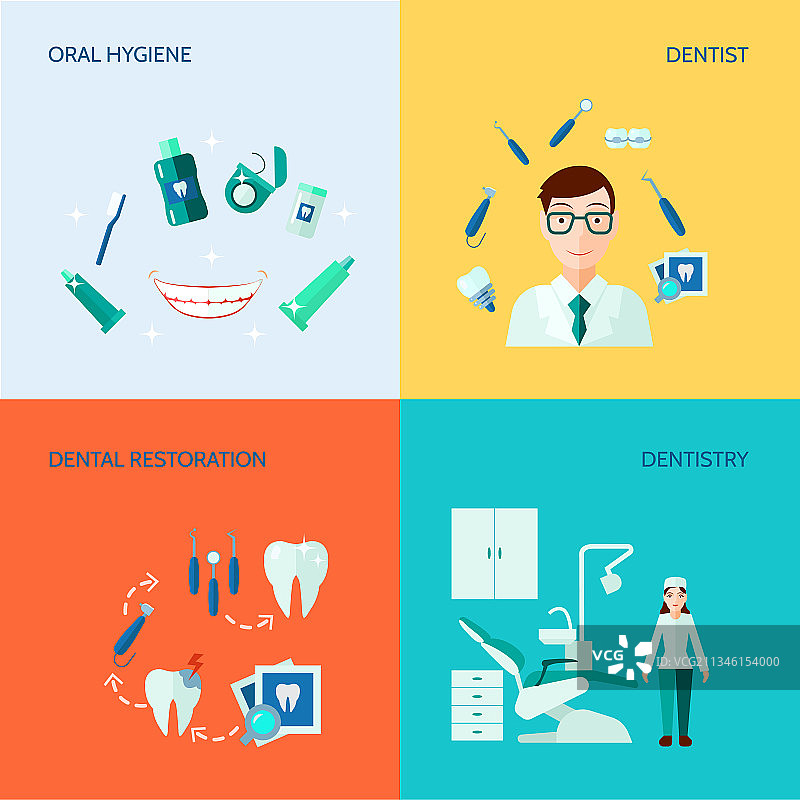 牙科装饰图标集图片素材