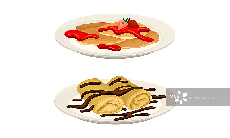 盘中甜可丽饼或薄烤饼图片素材