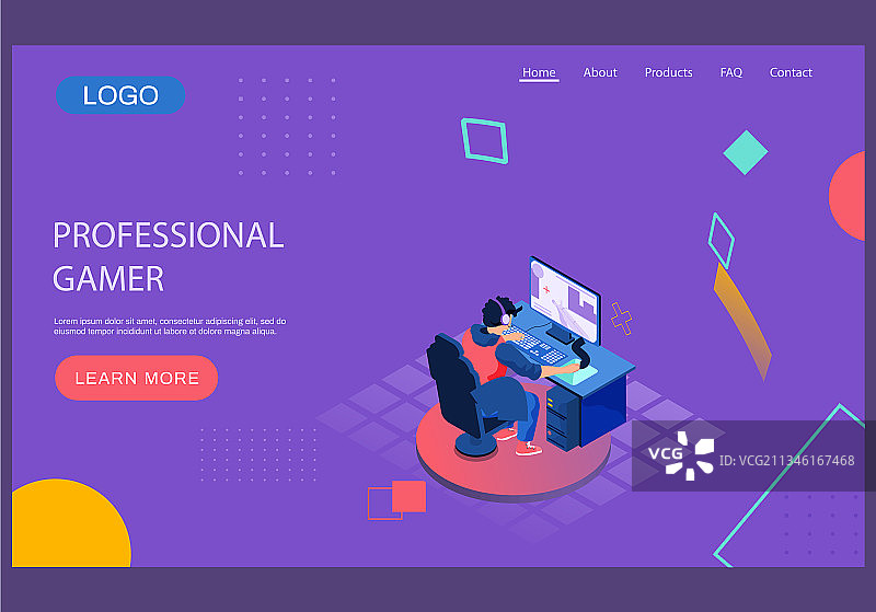 职业游戏玩家竞赛着陆页图片素材