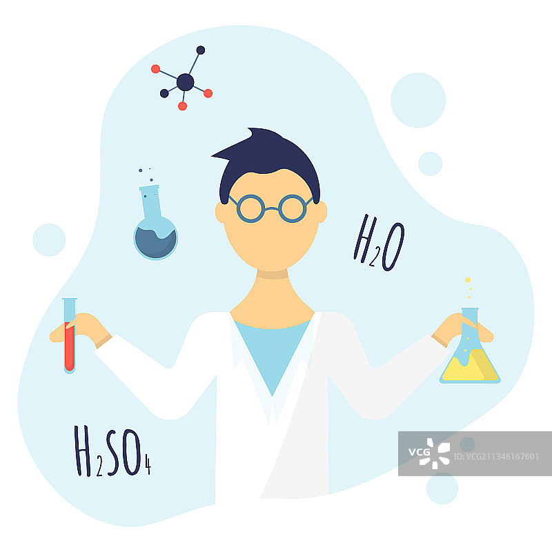 手持烧瓶的化学家图片素材