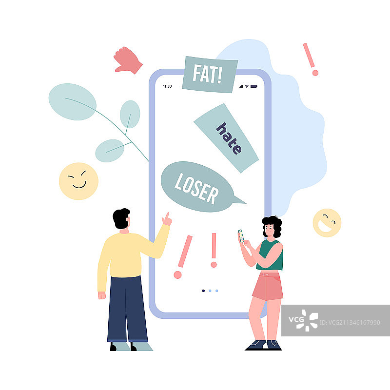 网络欺凌：男孩和女孩图片素材
