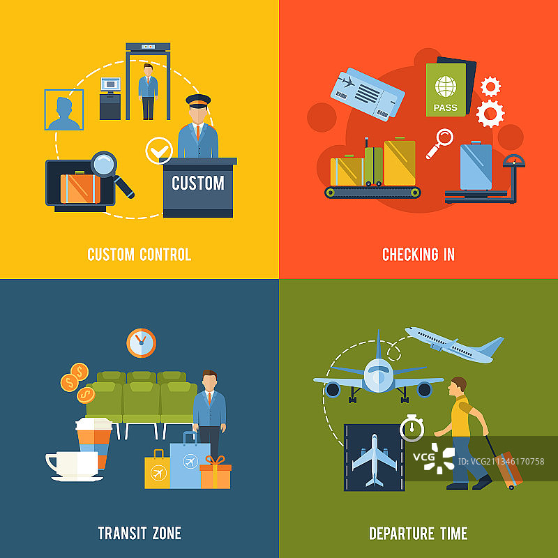 机场扁平图标图片素材