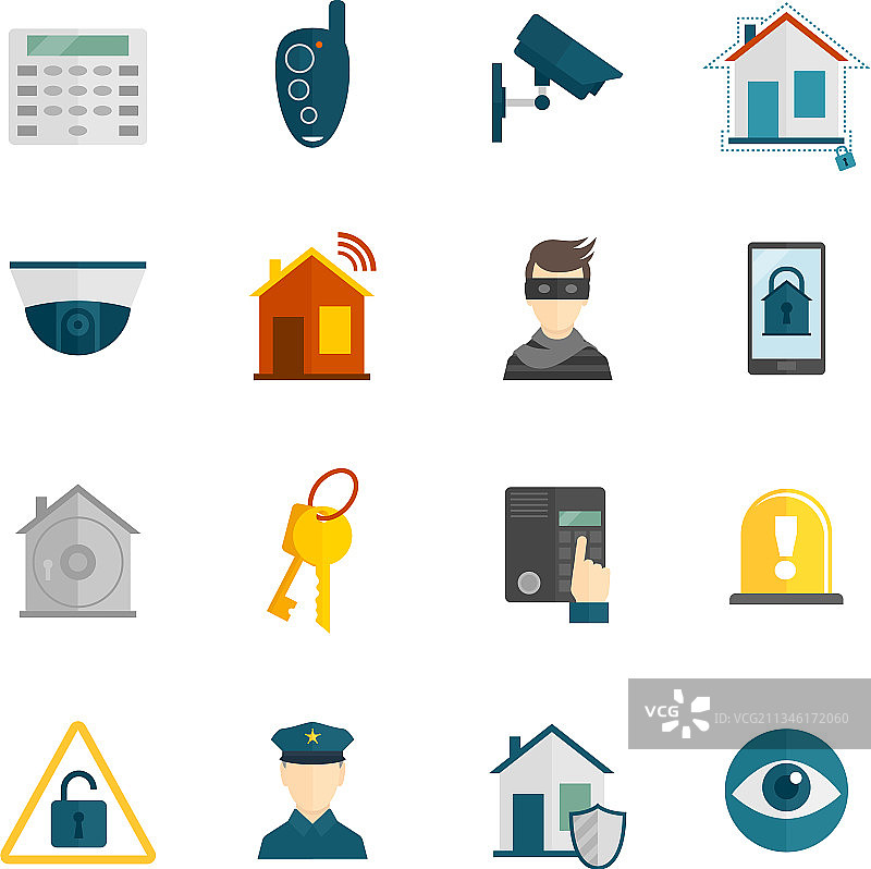 家庭安全扁平图标图片素材
